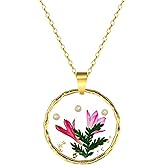 Real Flower Necklace Handmade Pressed Flower Necklace Gold Pressed Flower Necklace