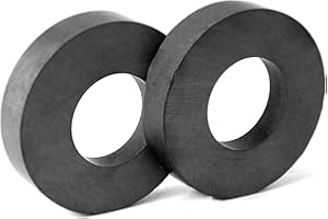 AOAUTO Ferrite Ring Magnet,2.75In Dia, Heavy Duty Round Ceramic Disc Magnets with Hole for DIY Crafts Science Projects Industrial, Pack of 2