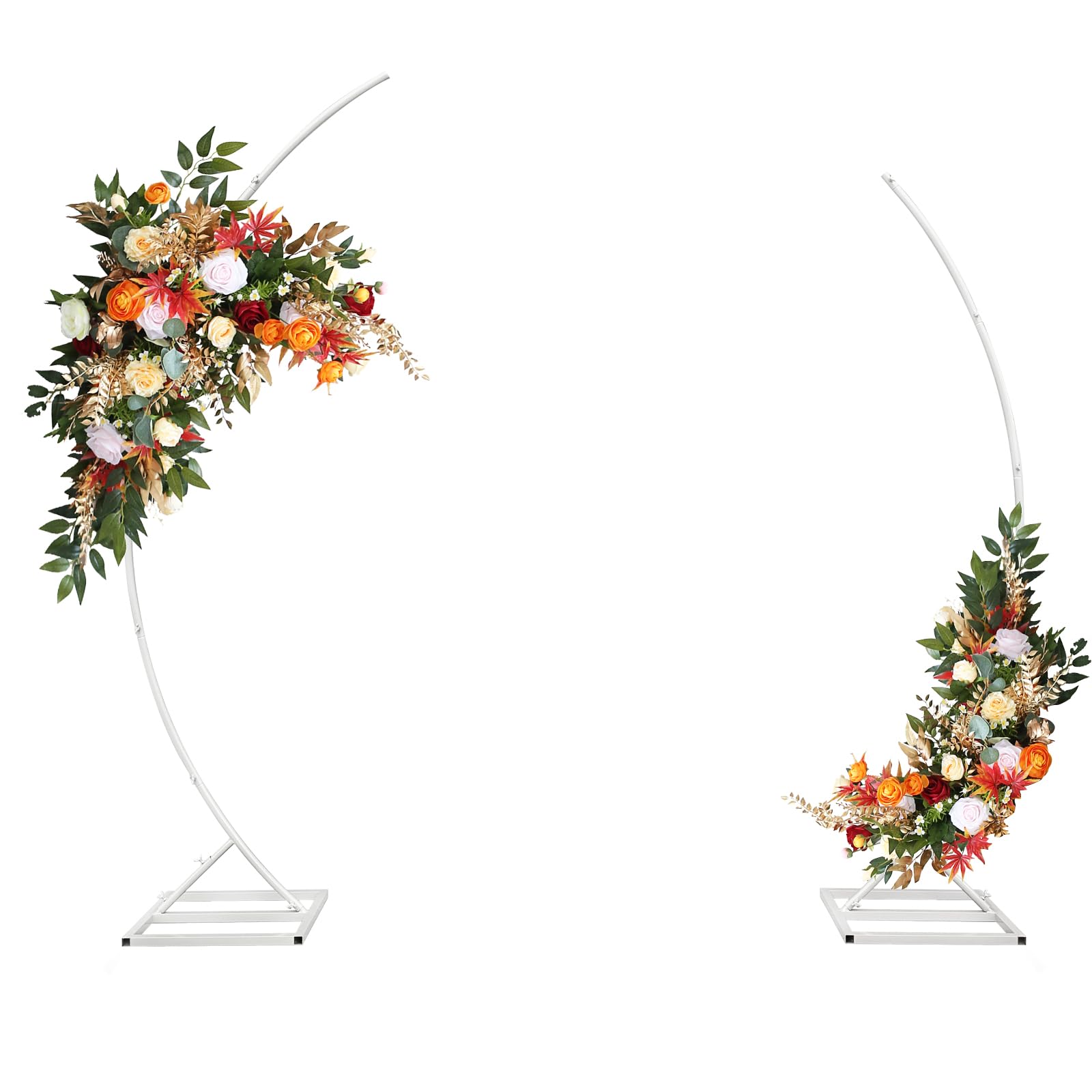 Photo 1 of ZpigToor Metal Open Arch Backdrop Stand,Set of 2 White Curved Arch Backdrop Stand Half Moon Wedding Arches for Ceremony,Birthday,Anniversary,Baby Shower,Floral Stand,Ramadan Decoration(6.7FT & 5.8FT)