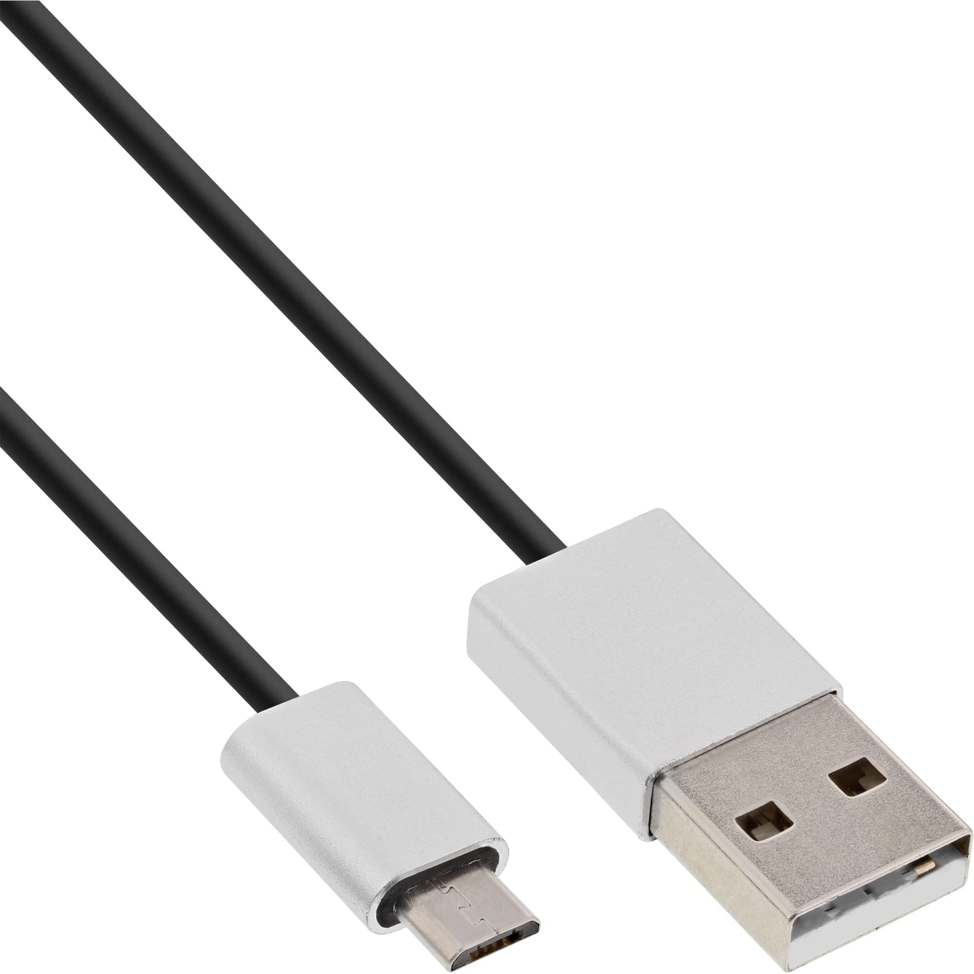 InLine 31750I Micro-USB 2.0 Cable, USB-A Male to Micro-B Male, Black/Aluminium, Flexible, 5 m