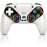 Dinosoo LED Wireless Controller for PS5, Compatible with PS5 Pro/Slim/PC, Dual Vibration, Macro/Turbo Function, 3.5mm Audio J