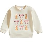 CREAIRY Toddler Baby Girl Easter Outfit Bow Bunny Sweatshirt Long Sleeve T-Shirt Tops Spring Fall Clothes