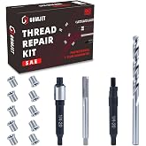 gomjet 1/4-20 SAE Thread Repair Kit with 10PCS Solid Bushing Inserts | 1/4-20 x 0.380 in 304 Stainless Steel Inserts, HSS Drill, HSS Tap, Counterbore, Installation Driver and Storage Case