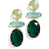 Kenneth Jay Lane Women's Drop Post Earrings, Gold/Peridot/Aqua/Emerald, One Size