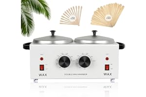 COFASHION Professional Dual Wax Warmer for Hair Removal, Double Electric Wax Heater Machine with 100pcs Wax Sticks-WaxPots with Adjustable Fahrenheit Dial for Facial Skin Body SPA Salon Equipment