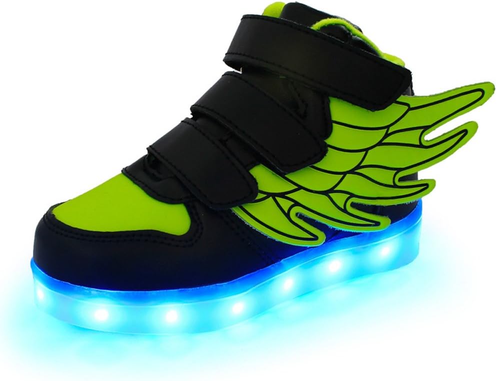 Ausom Kid Boy Girl Upgraded USB Charging LED Light Up Sport Wings Shoes Flashing Fashion Sneakers