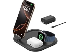 Belkin 3-in-1 MagSafe-Compatible iPhone Charger - Foldable Magnetic Qi2 Certified, MagSafe Charging Station for Phone, Apple Watch, AirPods - Wireless for Multiple Devices