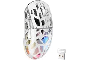 YPBDAN KM-2 Gaming Mouse, Wireless Mouse for Laptop with Transparent Honeycomb Shell, Tri-Mode 2.4G/Type-C/BT 5.2, 11 RGB Lights, 60Hrs Ergonomic Programmable Computer Gamer Mice for Windows PC Mac