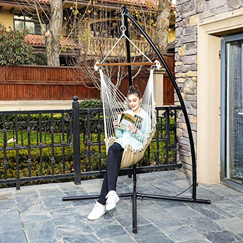 SONGMICS Hängesessel mit Kissen, XL Affenschaukel mit Polsterung, Hängestuhl mit Bambusstange, 70 x 120 cm, bis 200 kg… – Bild 3