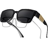 LVIOE Fit Over Glasses Sunglasses Women Men Polarized Oversized Square with UV400 Protection Shades