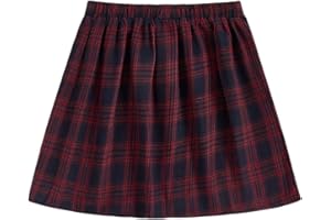 Girl's Plaid Print A Line Skater Skirts Y2k Elastic Waist Tennis Mini Skirts