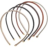 QXUJI 5PCS Thin Leather Headbands, Solid Simple Color Skinny Headband, Decorative Hair Accessories, for Women and Girls (Black, Beige, Brown, Khaki, Dark Brown)