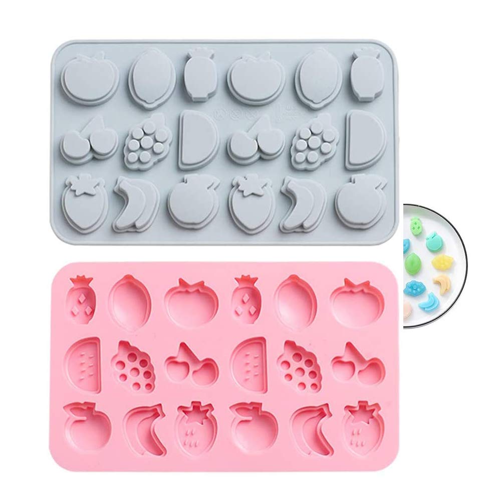 Silicone Chocolate Moulds, Non-Stick Candy Handmade DIY Molds, Kitchen Baking Mould for Chocolate Candy Ice Cube Tray (2pc Fruit Shape)