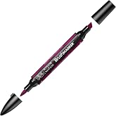 Winsor &amp; Newton Promarker Brush, Maroon | Twin-tipped, Flexible brush nib for fluid strokes &amp; Broad chisel nib for broad strokes &amp; shade large areas. Alcohol-Based Ink