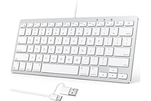OMOTON Wired Keyboard for Mac OS with Dual Interface, Portable Slim Keyboard Compatible with MacBook, iMac, Mac mini, Mac Pro