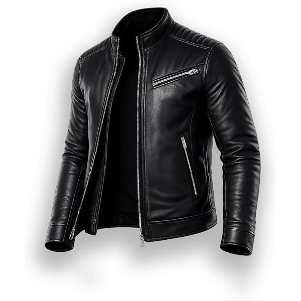 Decrum Mens Black Leather Jacket - Leather Jackets for Men