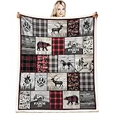 Belperan Wolf Bear and Deer Throw Blanket Rustic Cabin Decor Woodland Blanket Plaid Christmas Blanket Gifts for Women Southwestern Farmhouse Decor for Couch Bed Livingroom