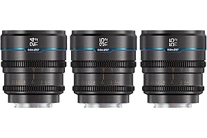 SIRUI Night Walker T1.2 Cine Lens Set, 24mm, 35mm, 55mm, Large Aperture Manual Focus Lens (MS-3SEG, E Mount, Metal Gray)