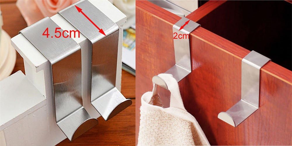 Paizizi 8 Pack Over Door Hook Metal Hanger Stainless Steel Fit 40mm Thick Bedroom Bathroom Door for Clothes Coat Towel Bag Hat Robe - Image 3