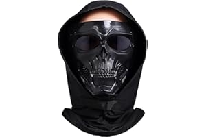 YOQVQOY Airsoft Paintball Skull Mask Tactical Full Face Cyberpunk Scary Mask with Balaclava Headgear for CS Halloween Shooting Cosplay Costume Movie Props Survival Games