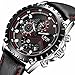 Mens Black Leather Wrist Watches Analog Quartz Chronograph Casual Auto Date Fashion Black Design
