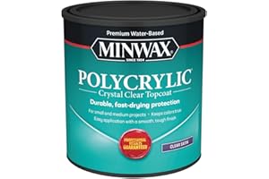 Minwax 63333 Clear Polycrylic Water-Based Protective Finish Satin, Quart, 1 Quarts (Pack of 1)
