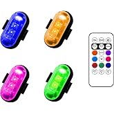 CUNHNGJIG 4PCS Wireless LED Strobe Lights with Remote Control,USB Charing 8 Colors Anti-Collision Light,Waterproof High Brightness Led for Car Motorcycle Bike Drone Aircraft