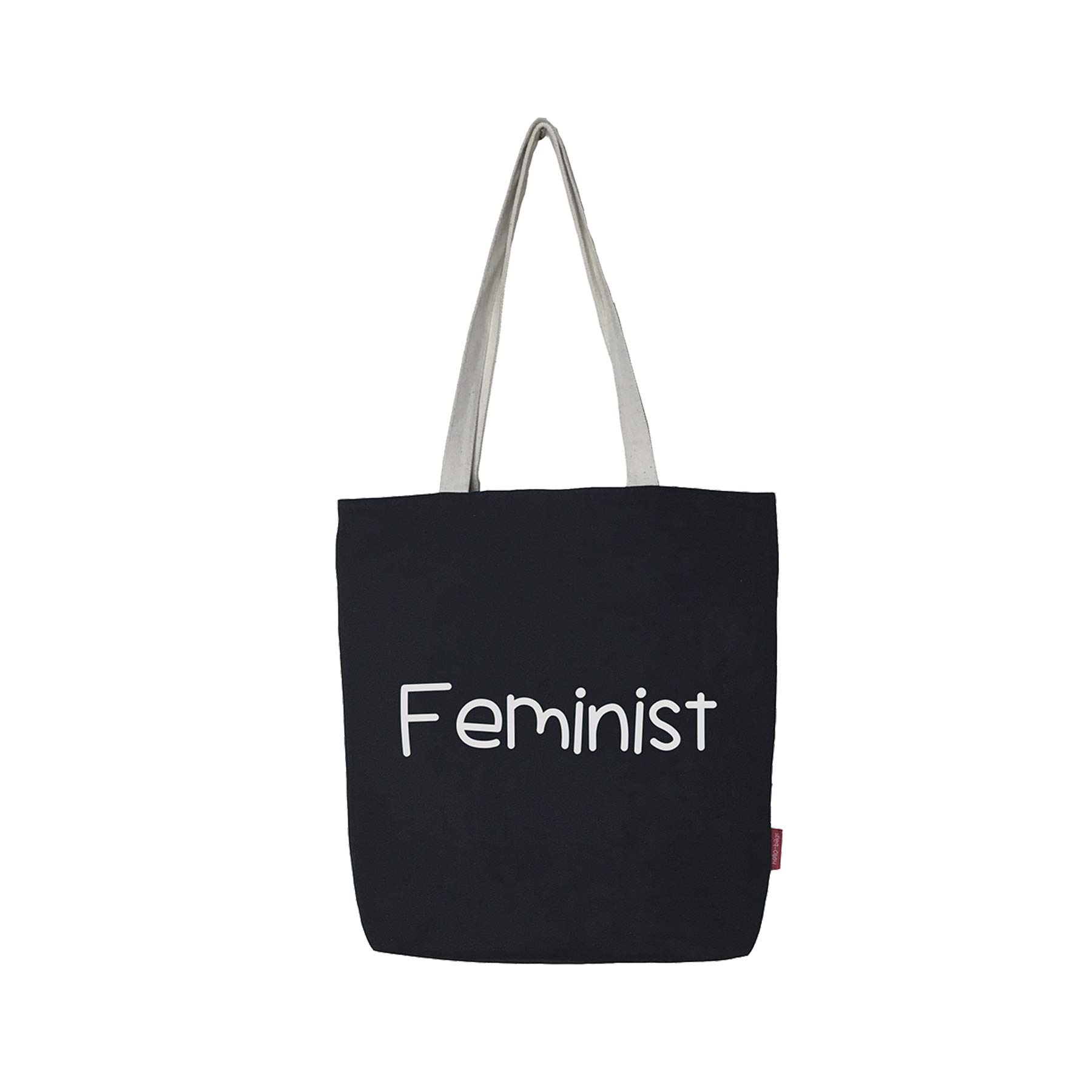 hello-bags. Canvas Tote Bag. Exterior: 100% Cotton. Includes zipper, lining and inside pocket. Packed in a gift kraft envelope. Model: “FEMINIST”. Color: Black. Measurements: 37 * 38 cm.