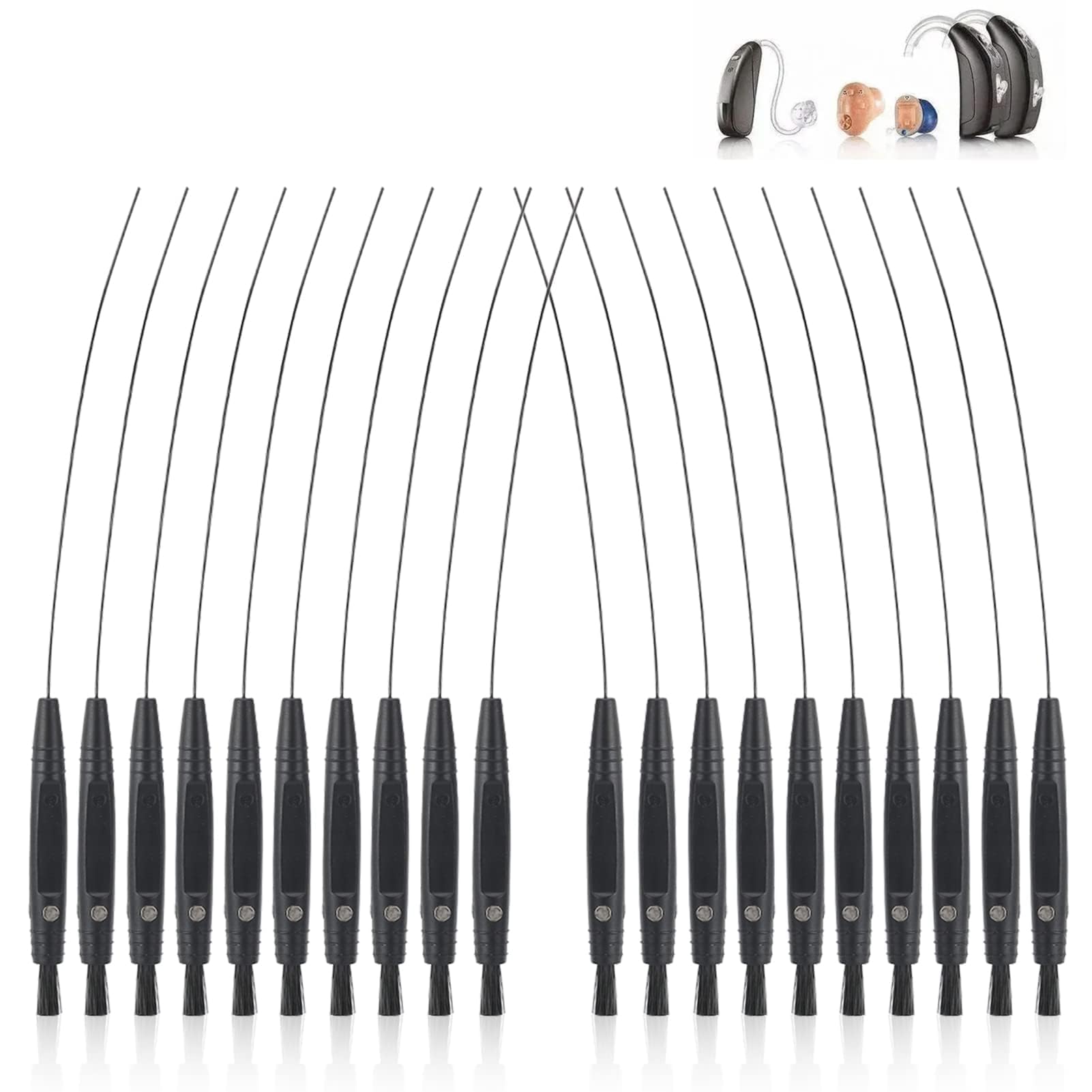 20Pcs Hearing Aid Cleaning Brush, Multifunctional Hearing Aid Cleaning Kit, Sound Tube and Earmold Vent Cleaner Universal Cleaning with Magnet for Hearing Amplifier Earbuds Headphones