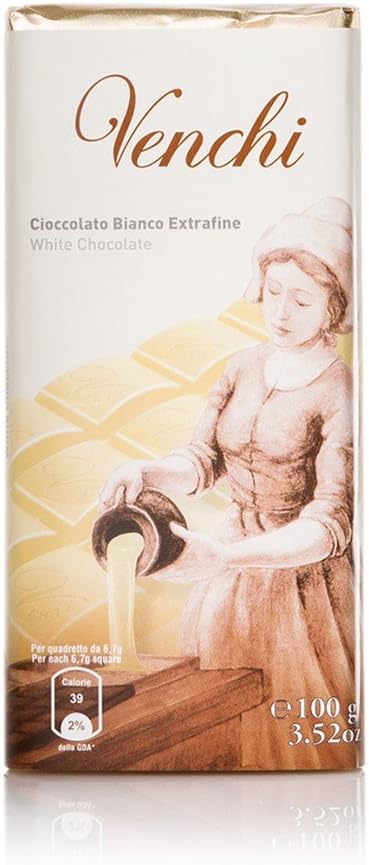 Venchi Italian Chocolate - White Chocolate Bar, 100g/3.5oz.