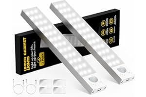 KEPLUG Under Cabinet Lighting 1800mAh Long Battery Life,2 Pack Dimmable Motion Sensor Light Indoor,USB C Rechargeable Under Cabinet Lights Wireless,Under Counter Lights for Kitchen Drawers, Wardrobe, Stair