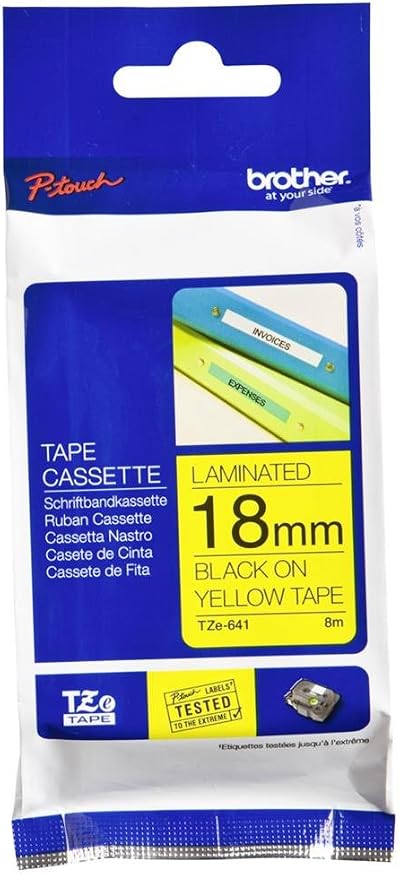 Brother TZE641 P-touch Tape Black on Yellow 18mm x 8m Laminated