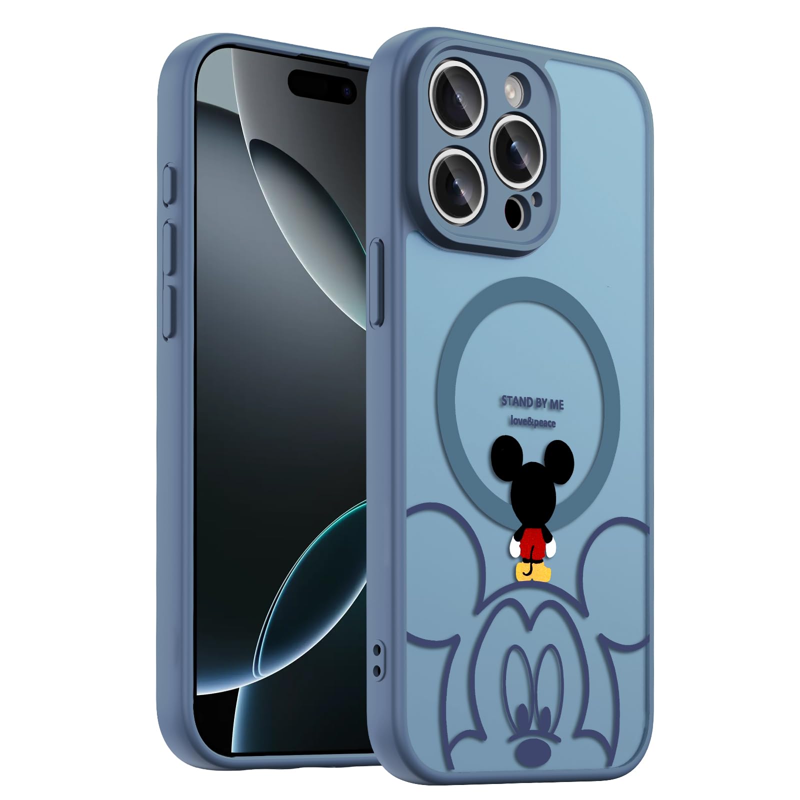 Lastma Case for iPhone 15 Pro Max [Compatible with MagSafe], Cute Design Magnetic Colorful [Translucent Matte] Soft Bumper Hard Back Protective Case with Camera Protection - Deep Blue