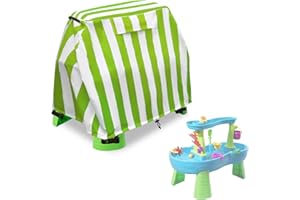 LANOVAGEAR Kids Water Table Cover Fit Step2 Rain Showers Splash Pond Water Table, Step 2 Water Table Accessories Waterproof Dust Proof Anti-UV Cover -Cover Only(Green-White, 41''Wx25''Dx33''H)