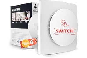 Bathroom Exhaust Fan with Switch, 2600RPM Upgraded Exhaust Fan 35dB Low Noise IPX4 Waterproof Household Ventilation Fans, Ene