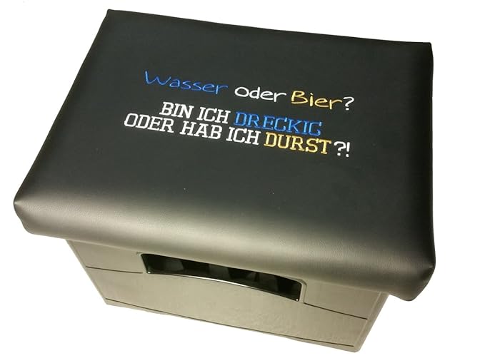 Design BierEx Bierkasten Sitz Bierkastensitz für Bierkiste Hocker schwarz Aufsatz Bierkiste für Stehtisch (Wasser oder Bier)