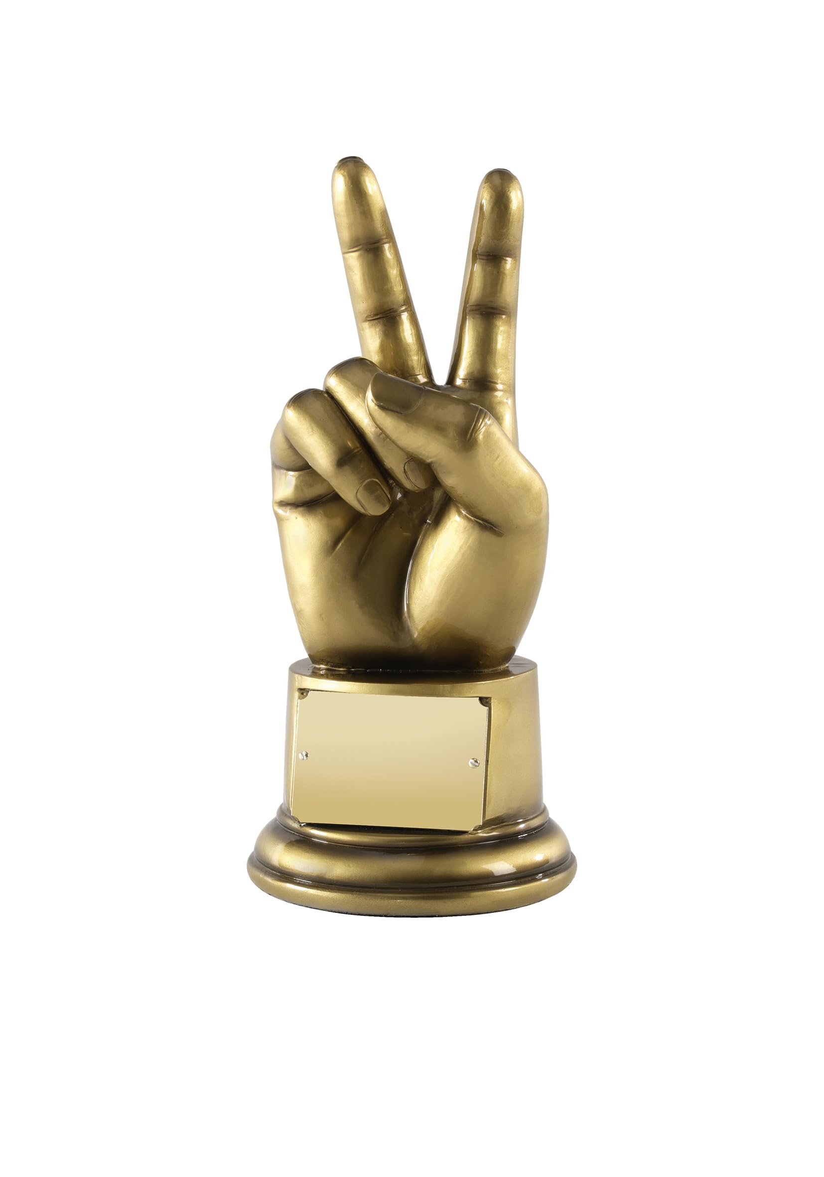 SilverTrophy: Rude V's for Victory Peace Hand Gesture Award - Cheeky Two-Fingered Salute, Personalise Prize, Ornament, Winner, Trophy, Rude, Funny Gift, Insult, Loser, Present