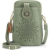 APHISON Small Crossbody Bags for Women, Lightweight Vegan Leather Cell Phone Purse, Cute Purses with Tassels