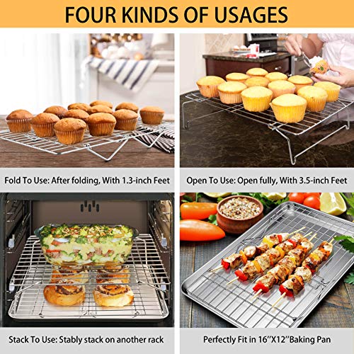 P&P CHEF Cooling Rack Set, 2Tier Stackable Stainless Steel Wire Racks