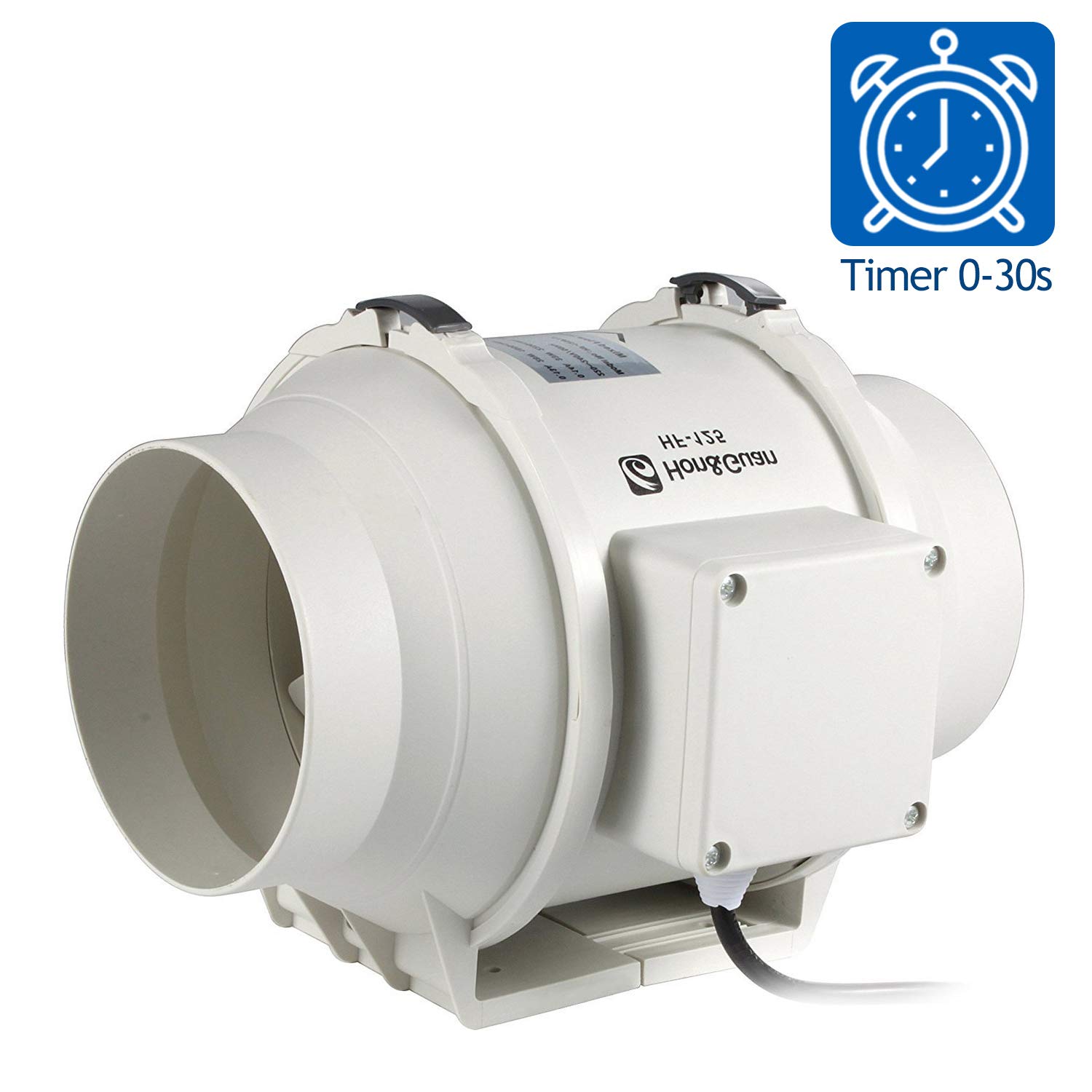 Hon&Guan Extracteur de Conduit Aérateur d'Air avec Minuterie Ventilateur de Gaine Silencieux