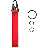 Dsycar Red Car Motorcycle Keychain Tag with 3 Key Rings - Key Tags Unique Wristlet Strap for Key, Hand Wrist Lanyard Key Chain Holder for Men Women