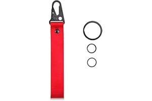 Dsycar Red Car Motorcycle Keychain Tag with 3 Key Rings - Key Tags Unique Wristlet Strap for Key, Hand Wrist Lanyard Key Chain Holder for Men Women