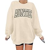 LOTUCY Womens Aunt Sweatshirt Cool Aunt Crewneck Sweatshirt Auntie Letter Print Long Sleeve Pullover Top