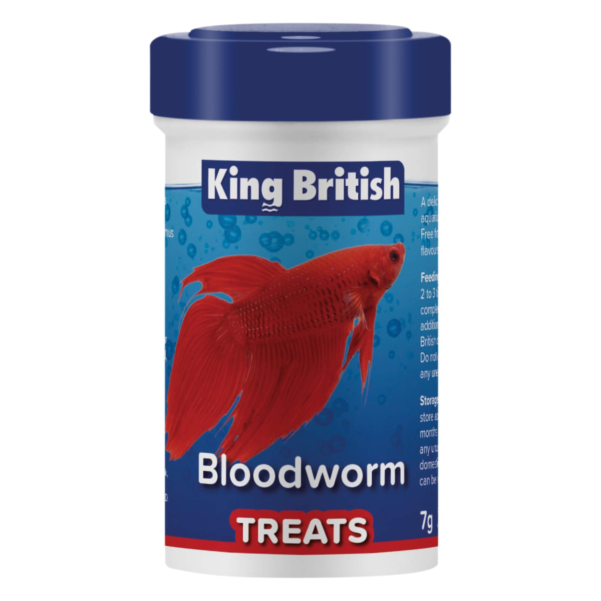 King British – Bloodworm Treats 7g – Delicious, Natural Treat for all Aquarium Fish, Turtles, & Terrapins – Complements a Balanced Diet – High-Protein – Promotes Colour & Condition