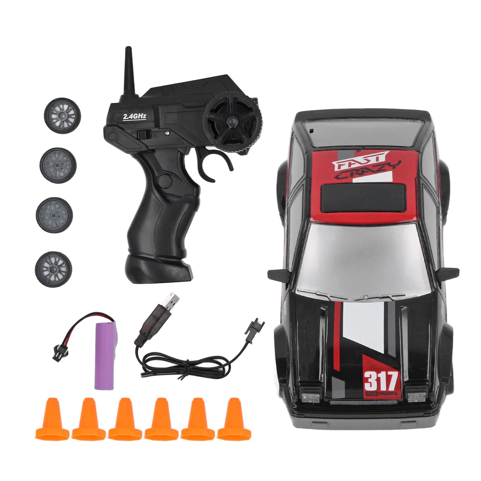 VGEBY 1/24 RC Car, RC Drift Car Rechargeable Powerful 2.4G Remote Control 4WD Vehicle Toy Kids Toys