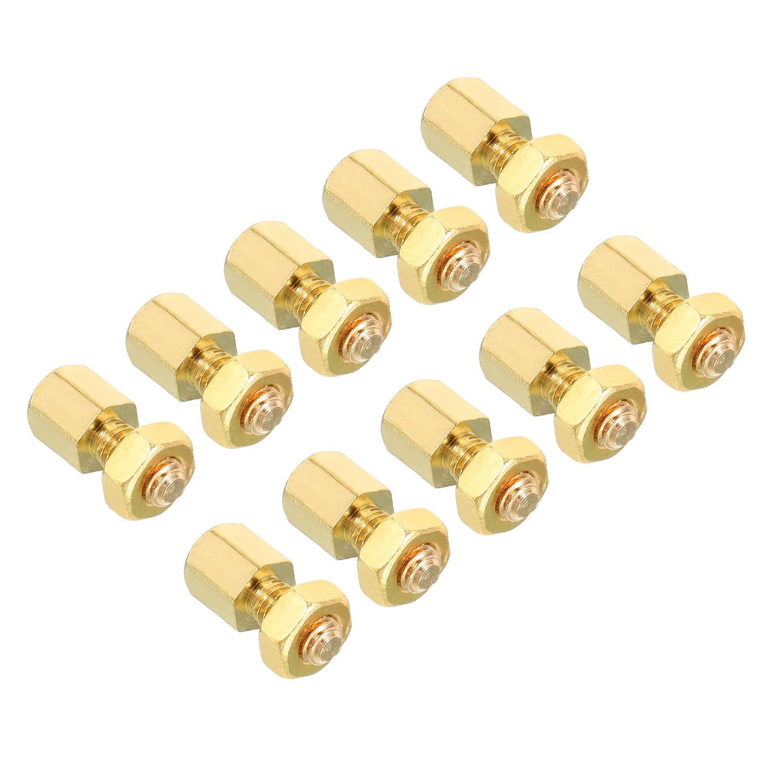 PATIKIL 5mm+6mm M3 Standoff Screws, 40 Pack Brass Hex PCB Standoffs Nuts for Motherboards, Computer Cases, Circuit Boards, Electronics, Gold Tone