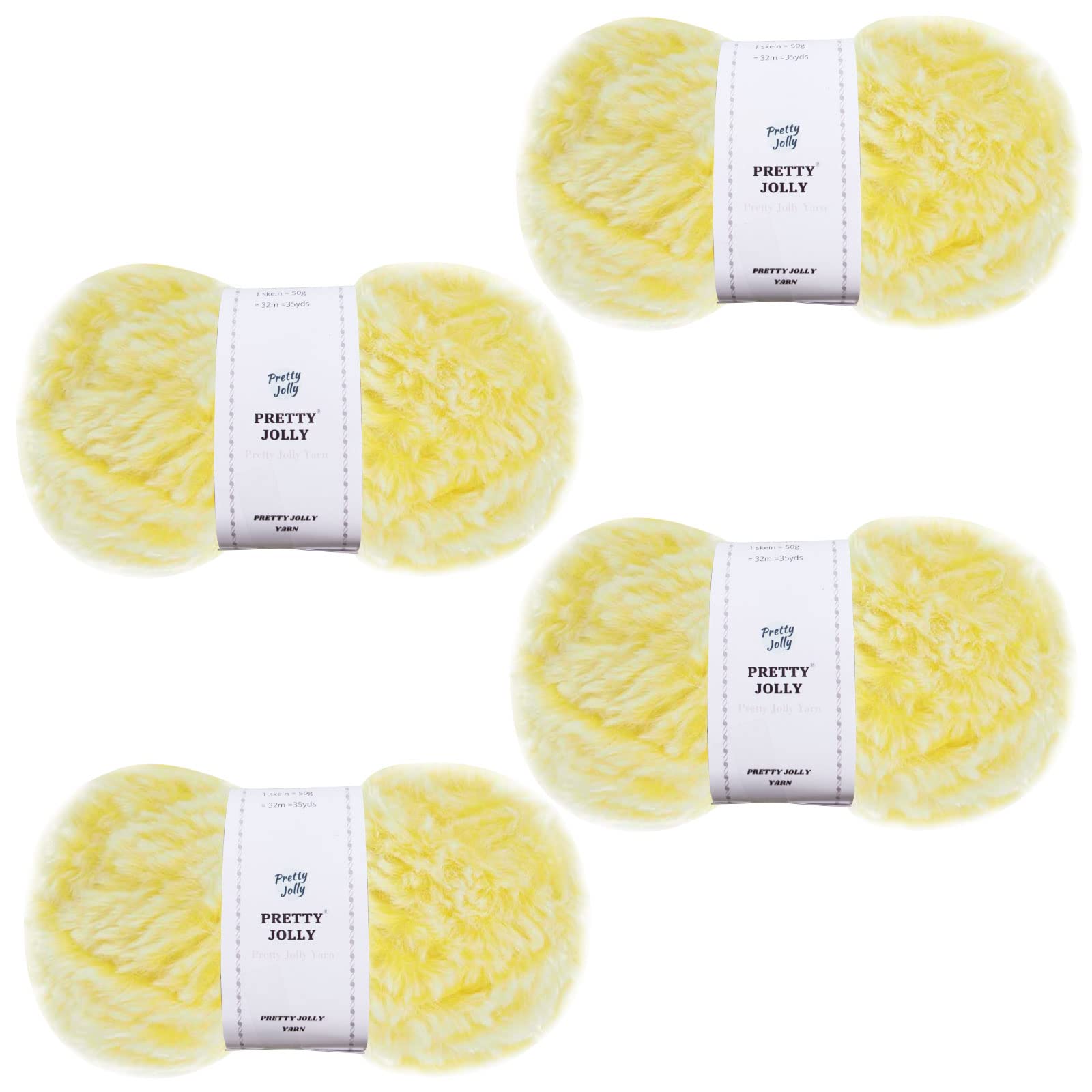 Pretty Jolly 4 Skeins Faux Fur Super Soft Chunky Fluffy Eyelash Polyester Yarn (Yellow) โ image 1