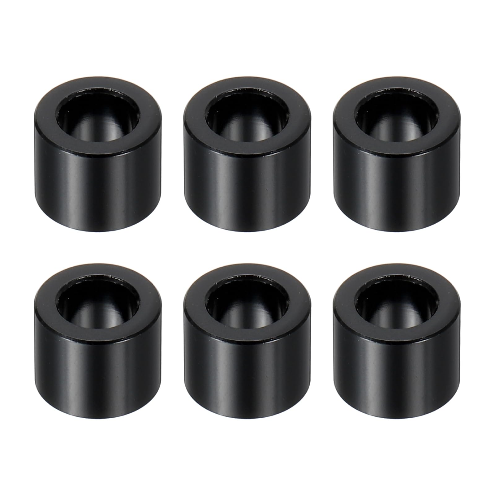 PATIKIL M6 Aluminum Spacers, 6 Pcs Metal Spacers Aluminum 6.2mm ID x 10mm OD x 8mm L Aluminum Spacer Screw Standoff Round for 1/4" or M6 Screw Bolts,Black