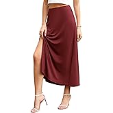 Jouica Womens Summer Casual Elegant Elastic High Waist Side Split Summer Beach Sexy Midi Skirt for Women 2024