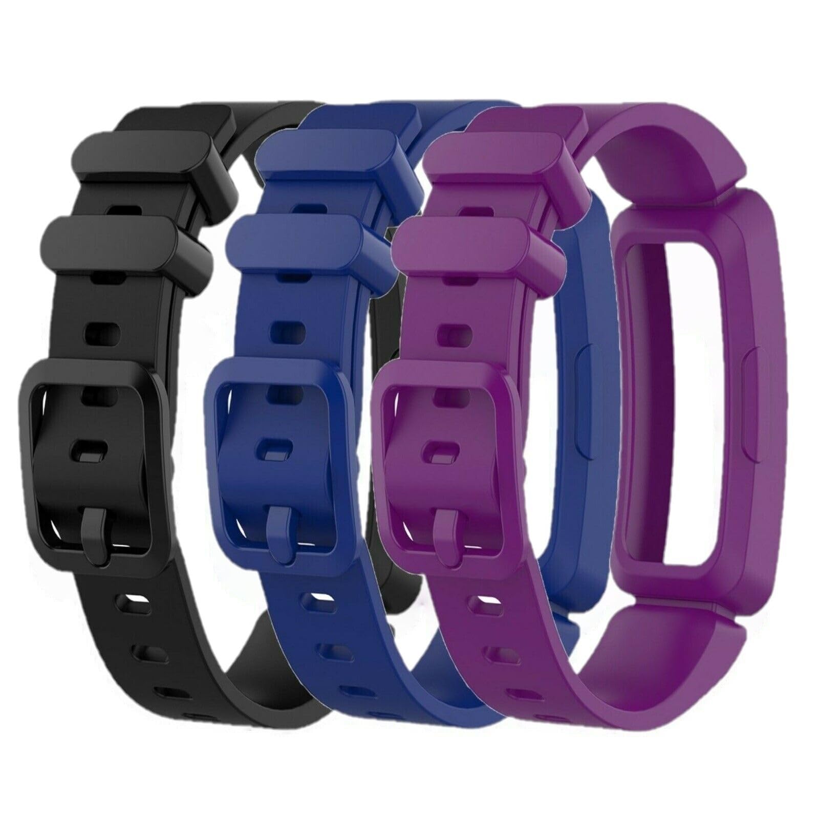 Panda Bobo Compatible with Fitbit Ace 2 for Kids, Soft Silicone Waterproof Bracelet Accessories Sports Watch Strap (3 Pcs - Pack A)